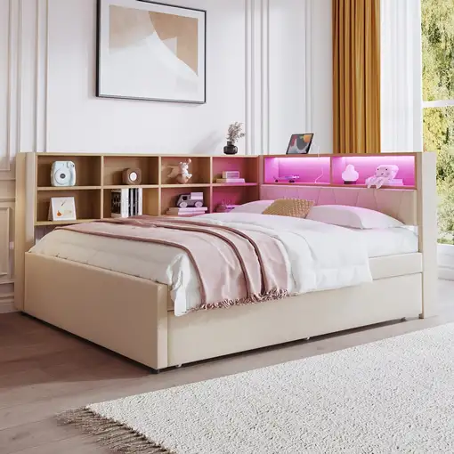 Sofá cama CollaHausse de franela, Cama nido 90x190 140x200cm
