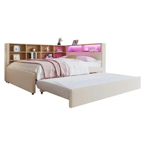 Sofá cama CollaHausse de franela, Cama nido 90x190 140x200cm
