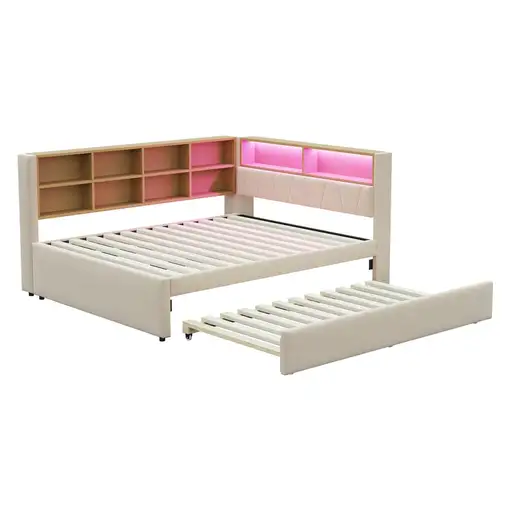 Sofá cama CollaHausse de franela, Cama nido 90x190 140x200cm