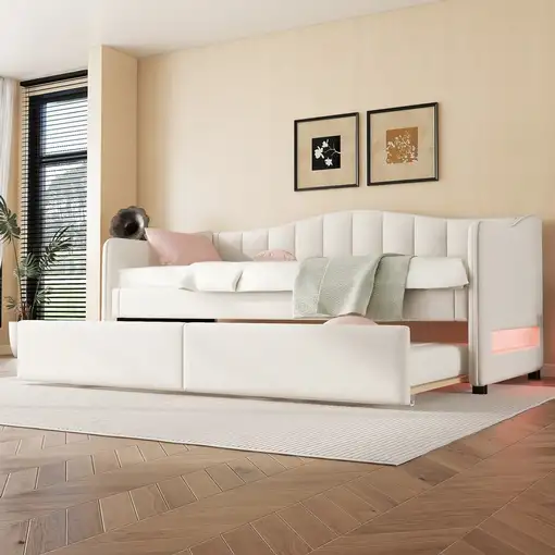 Cama CollaHausse en lino, Cama nido, Cama auxiliar, Sin colchón 90x200cm