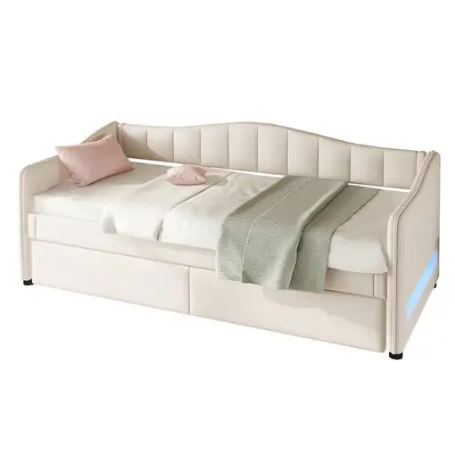 Cama CollaHausse en lino, Cama nido, Cama auxiliar, Sin colchón 90x200cm