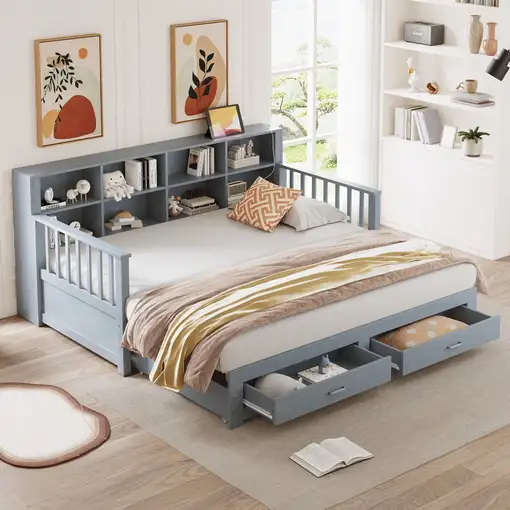 Sofá cama CollaHausse en madera de pino, Extensible 90/180x190cm Sofá cama CollaHausse en madera de pino, Extensible 90/180x190cm