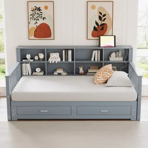 Sofá cama CollaHausse en madera de pino, Extensible 90/180x190cm