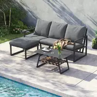 Conjunto de jardín de esquina CollaHausse en acero galvanizado, Sofá Conjunto de jardín de esquina CollaHausse en acero galvanizado, Sofá