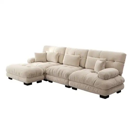 Sofá de esquina CollaHausse en chenilla, Modular, Forma en L, Extragrande