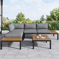 Conjunto de salón de jardín CollaHausse de acacia, 2 sofás de dos plazas