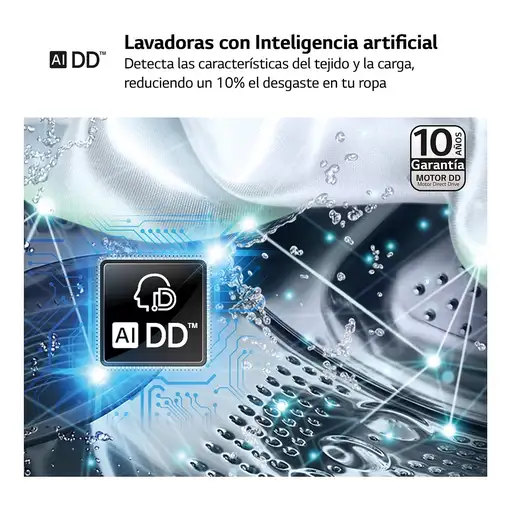 LG F4WR7010AGS lavadora Carga frontal 10 kg 1400 RPM Acero inoxidable
