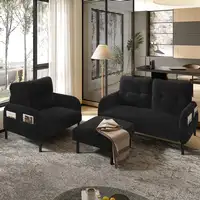 Conjunto de salón CollaHausse en tela, Conjunto de 3 piezas, 1 sillón, 1 puf
