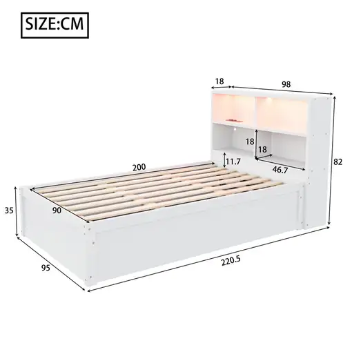 Sofá cama CollaHausse de madera maciza, Regleta 90x200cm