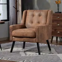 Sillón CollaHausse en ante, Capitoné, Cojín de espuma de alta densidad