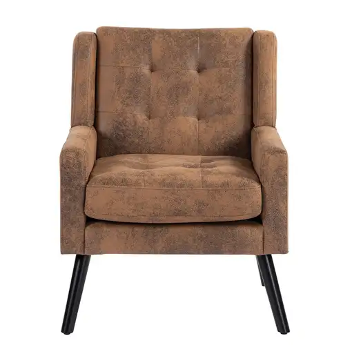 Sillón CollaHausse en ante, Capitoné, Cojín de espuma de alta densidad