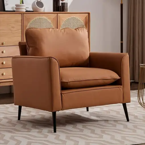 Sillón CollaHausse en cuero sintético, Resistente a los arañazos, Nórdico retro Sillón CollaHausse en cuero sintético, Resistente a los arañazos, Nórdico retro