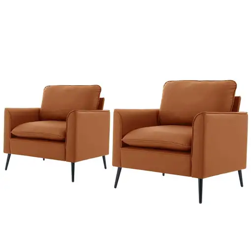 Sillón CollaHausse en cuero sintético, Resistente a los arañazos, Nórdico retro