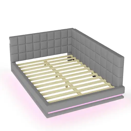 Sofá cama CollaHausse en lino, Multifuncional, Tira LED, Puerto USB 160x200cm