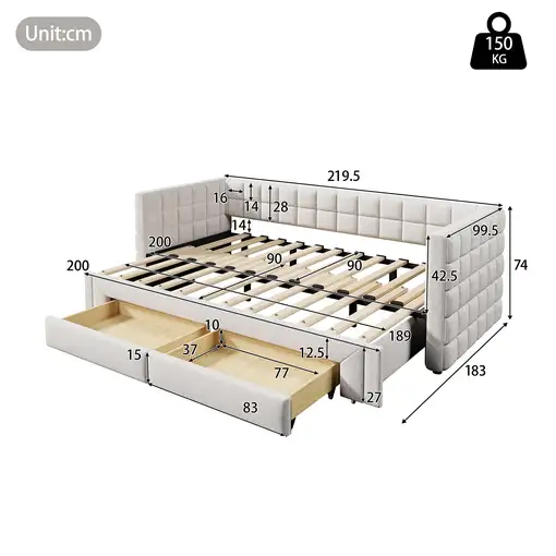 Cama banco CollaHausse Reclinable retro 90x200cm