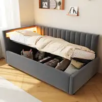 Cama CollaHausse en terciopelo, Bombillas altamente eficientes 90x200cm