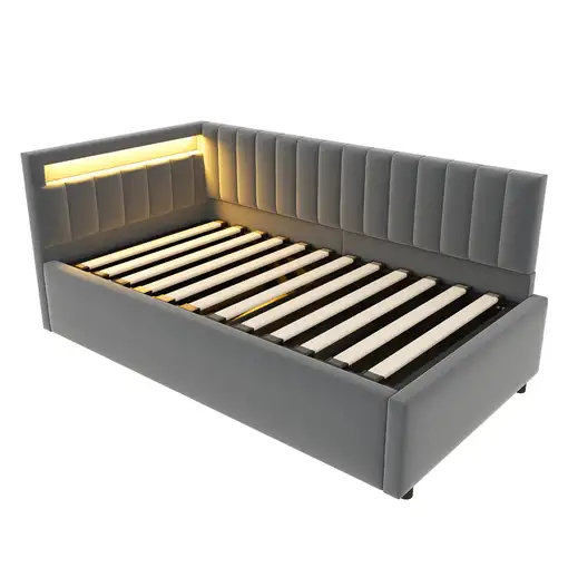 Cama CollaHausse en terciopelo, Bombillas altamente eficientes 90x200cm