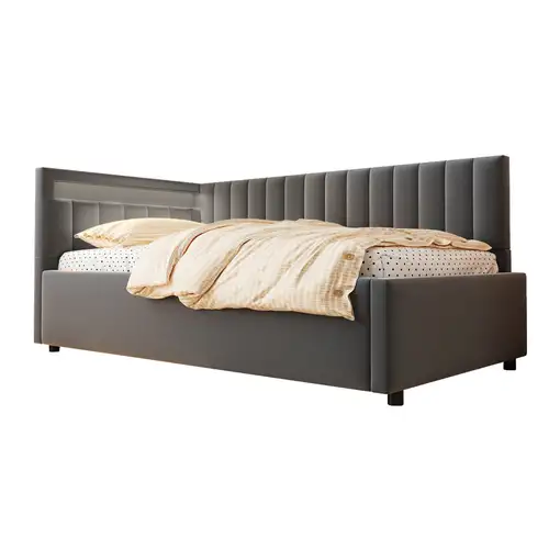 Cama CollaHausse en terciopelo, Bombillas altamente eficientes 90x200cm