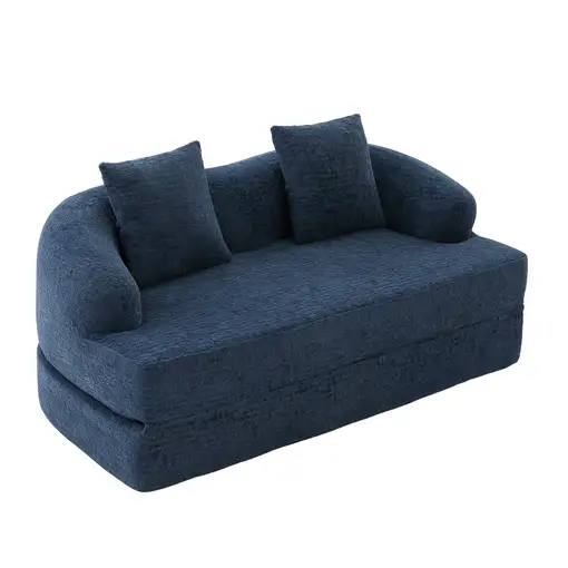 Sofá cama CollaHausse en chenilla, 2 en 1, Rápido, Con dos cojines, Desplegable
