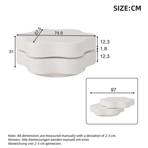 Mesa de centro CollaHausse en mdf, Forma de flor 74.8x67.5x31cm