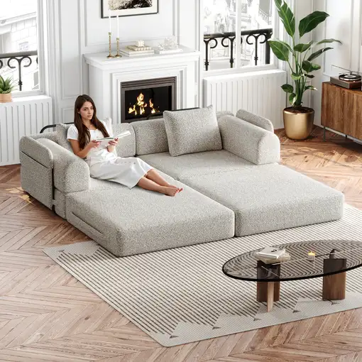 Sofá cama CollaHausse en chenilla, 2 en 1 Sofá cama CollaHausse en chenilla, 2 en 1