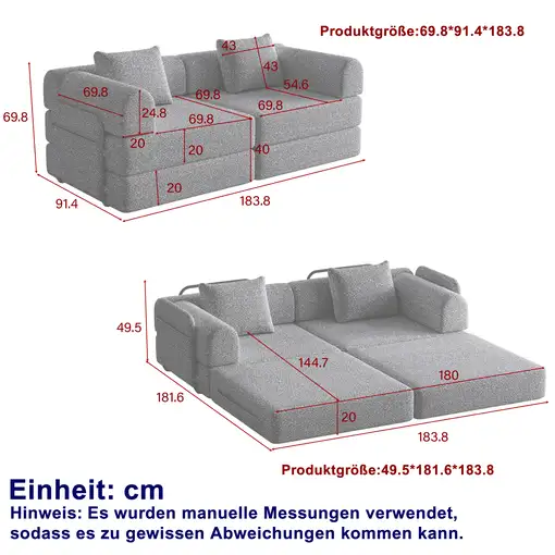 Sofá cama CollaHausse en chenilla, 2 en 1
