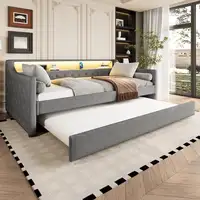Cama CollaHausse en lino, 90 x 200 cm, Somier de láminas, Sin colchón 90x200cm