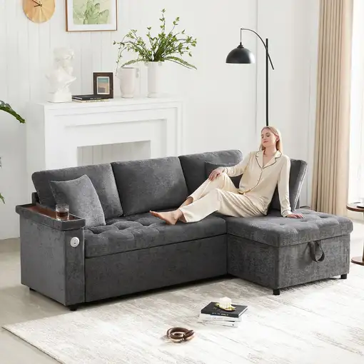 Sofá de esquina CollaHausse Cama nido, Función de cama, Almacenamiento Sofá de esquina CollaHausse Cama nido, Función de cama, Almacenamiento