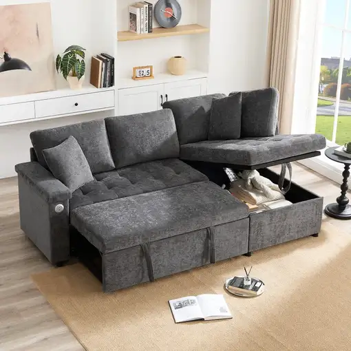 Sofá de esquina CollaHausse Cama nido, Función de cama, Almacenamiento
