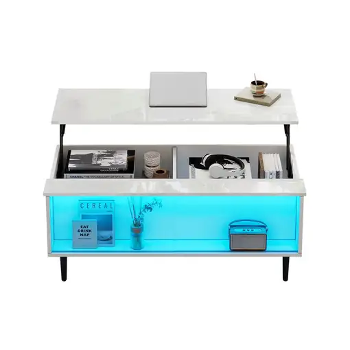 Mesa de centro CollaHausse en vidrio templado, Ajustable en altura 105x50x43cm