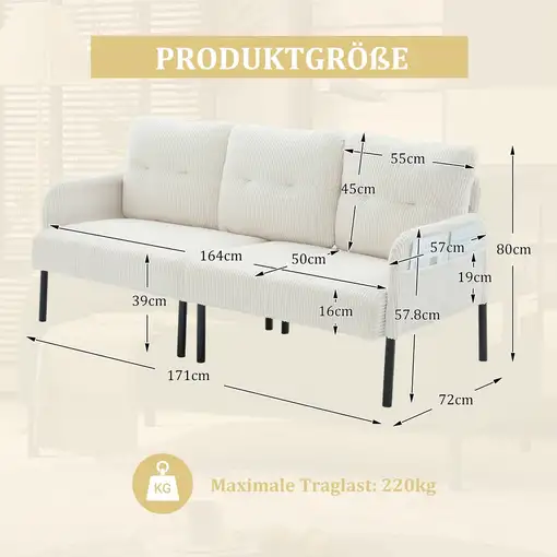 Sofá CollaHausse Asiento acolchado confortable, Respaldo alto