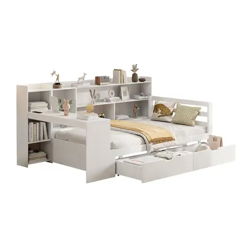 Sofá cama CollaHausse de madera maciza, Con estantería, Con estantes 90x200cm