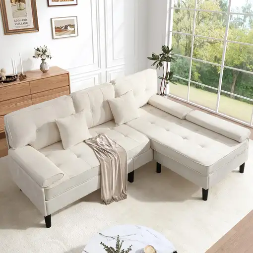 Sofá de esquina CollaHausse en chenilla, Modular, En L, Función cama 195cm