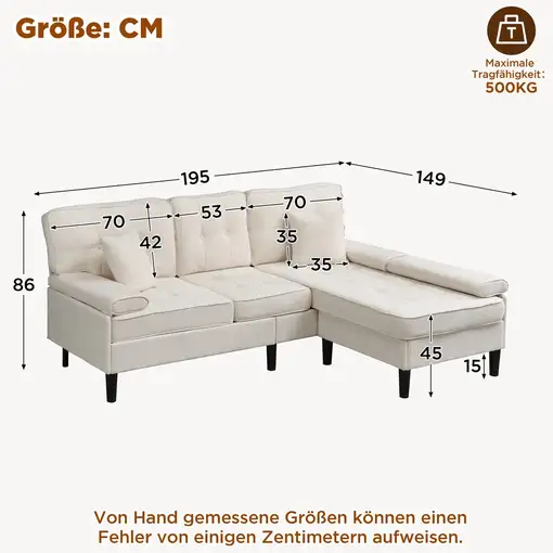 Sofá de esquina CollaHausse en chenilla, Modular, En L, Función cama 195cm