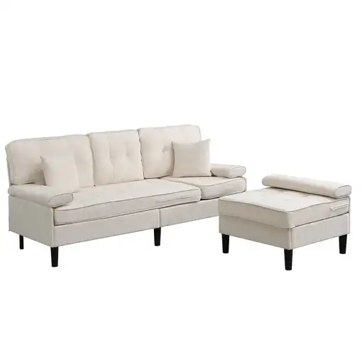 Sofá de esquina CollaHausse en chenilla, Modular, En L, Función cama 195cm