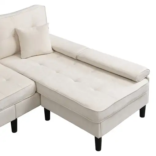 Sofá de esquina CollaHausse en chenilla, Modular, En L, Función cama 195cm