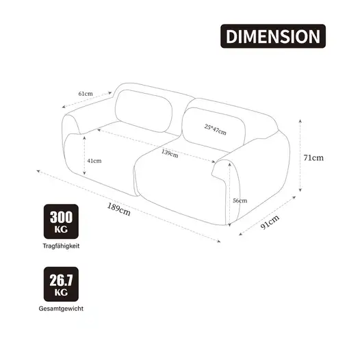 Sofá modular CollaHausse en chenilla, Modular, Compresión, Relleno de espuma 30D