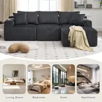Sofá modular CollaHausse en chenilla, Chaise longue, 2 plazas, 5 cojines Sofá modular CollaHausse en chenilla, Chaise longue, 2 plazas, 5 cojines