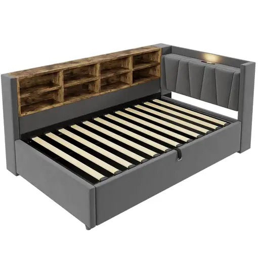 Cama CollaHausse en terciopelo, Con espacio de almacenamiento hidráulico 90x200cm