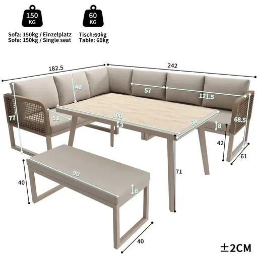 Conjunto de salón de jardín CollaHausse en ratán PE, Cojines de asiento
