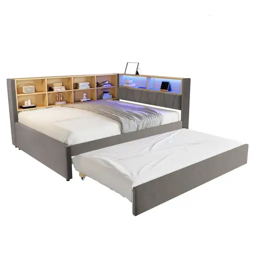 Sofá cama CollaHausse de franela, Cama nido 90x190 140x200cm