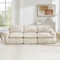 Sofá modular CollaHausse en chenilla, Sin marco, Modular, Capitoné en rombo