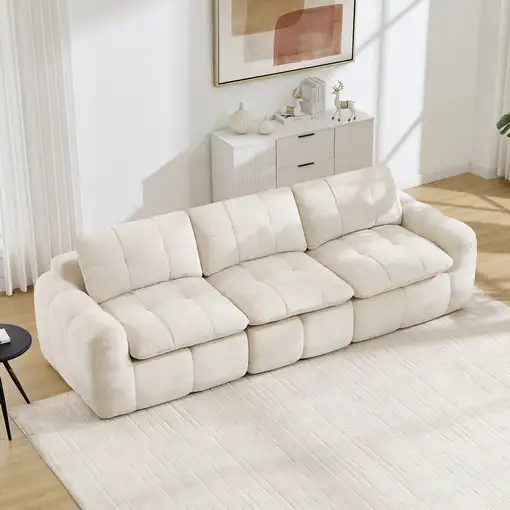 Sofá modular CollaHausse en chenilla, Sin marco, Modular, Capitoné en rombo