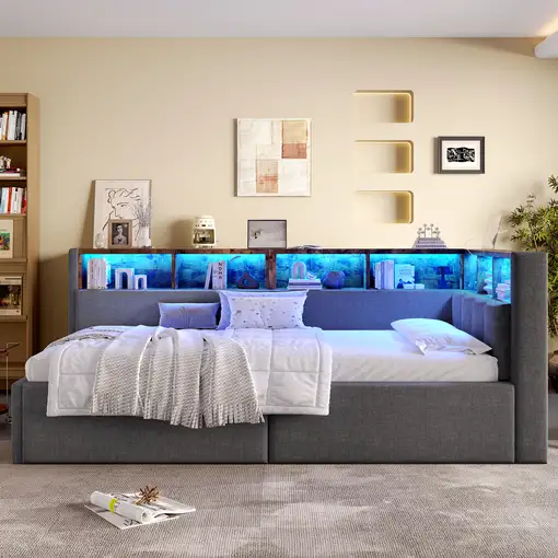 Cama CollaHausse en lino, 90 × 200 cm, USB, Tipo C 90x200cm
