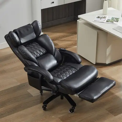 Silla de oficina CollaHausse en cuero PU, Ergonómico, Masaje, Calefactable