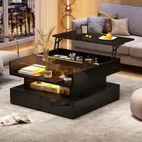 Mesa de centro CollaHausse en vidrio templado, Ajustable en altura 80x80x45cm