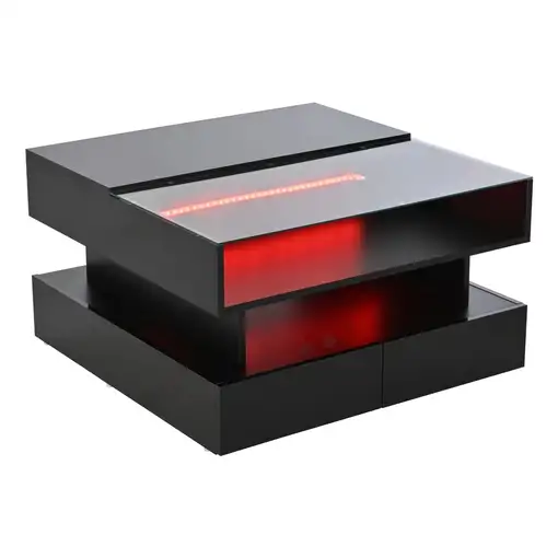 Mesa de centro CollaHausse en vidrio templado, Ajustable en altura 80x80x45cm