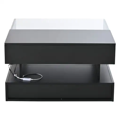Mesa de centro CollaHausse en vidrio templado, Ajustable en altura 80x80x45cm