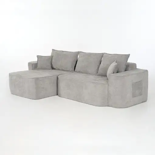 Sofá de esquina CollaHausse en chenilla, Forma en L, Chaise longue 262cm
