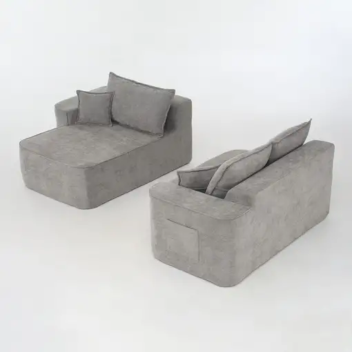 Sofá de esquina CollaHausse en chenilla, Forma en L, Chaise longue 262cm
